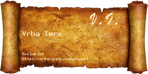 Vrba Imre névjegykártya